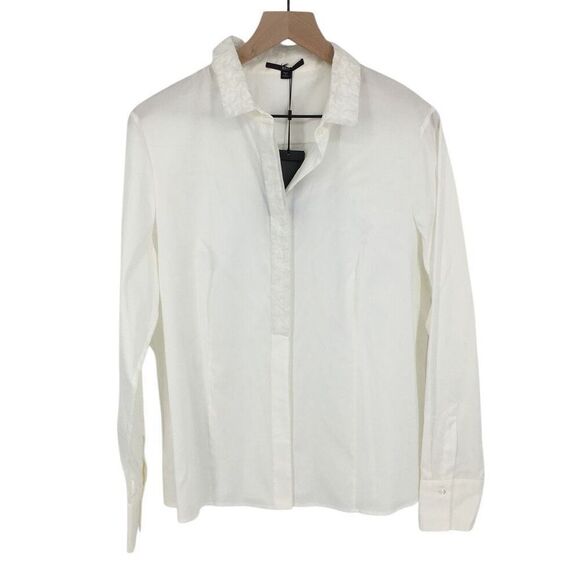 Boss by Hugo Boss Button Down Blouse Womens 14 Embroidered Collar NWT #0 - Picture 1 of 16